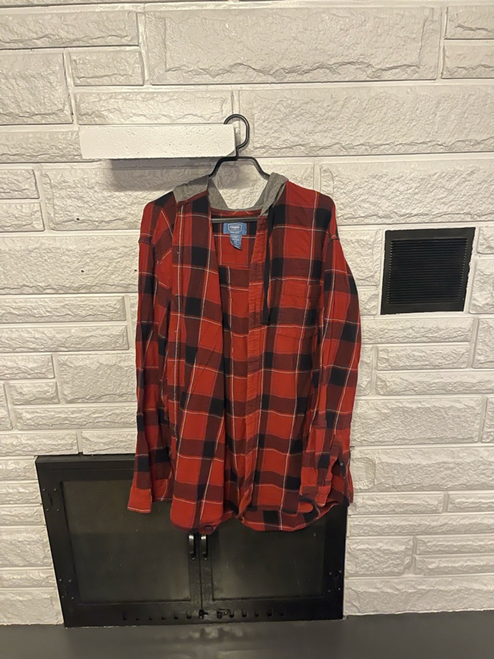 The Foundry Supply Co. Red and Black Plaid Button-Down Shirt